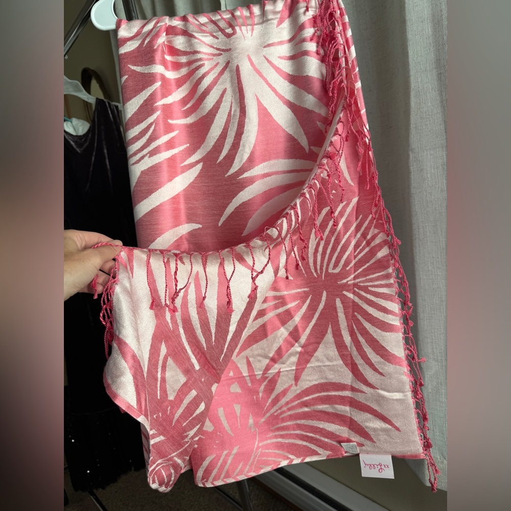 Lilly Pulitzer Pink and White Silk Scarf